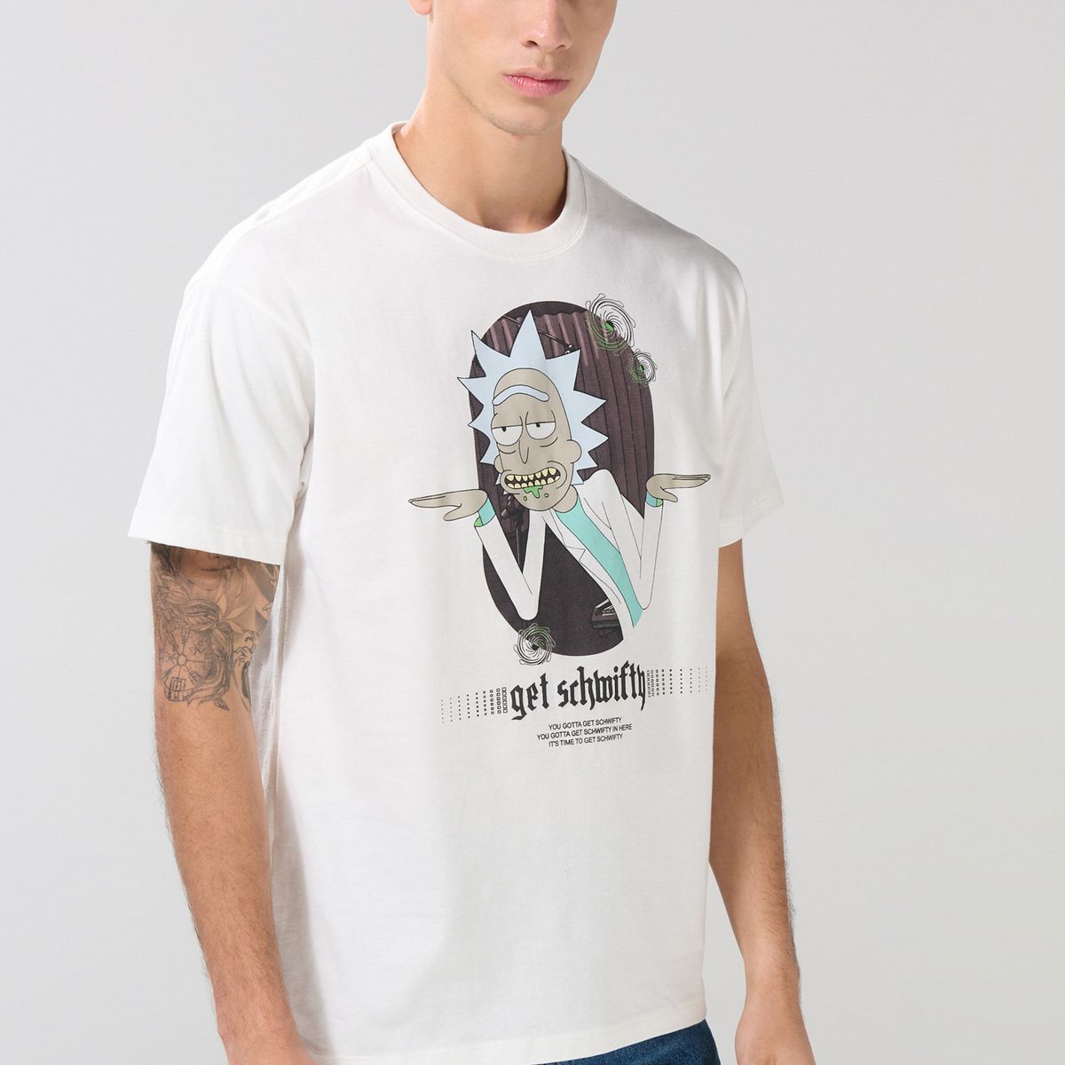 KOAJ - KOAJ Camiseta crema clara de Rick and Morty manga corta Hombre