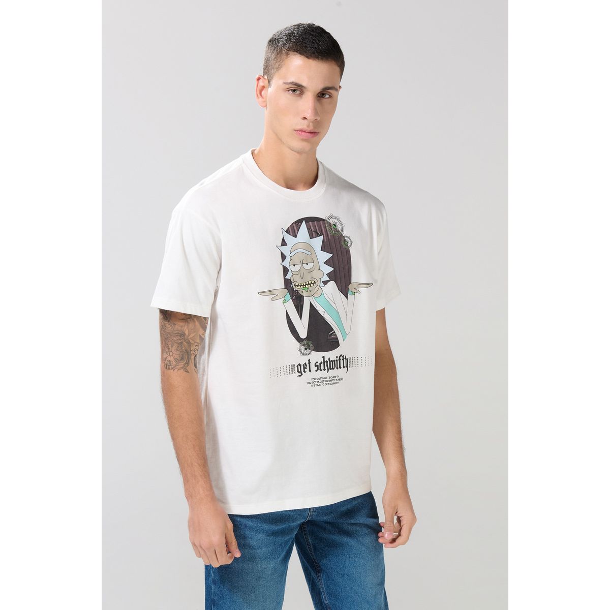 KOAJ - KOAJ Camiseta crema clara de Rick and Morty manga corta Hombre