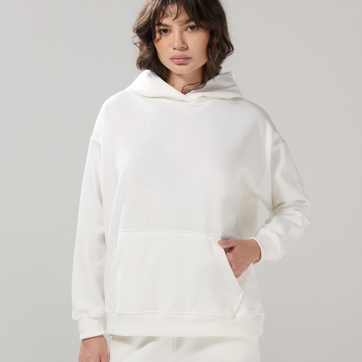 KOAJ - KOAJ Buzo unicolor oversize perchado con bolsillo y capota Mujer