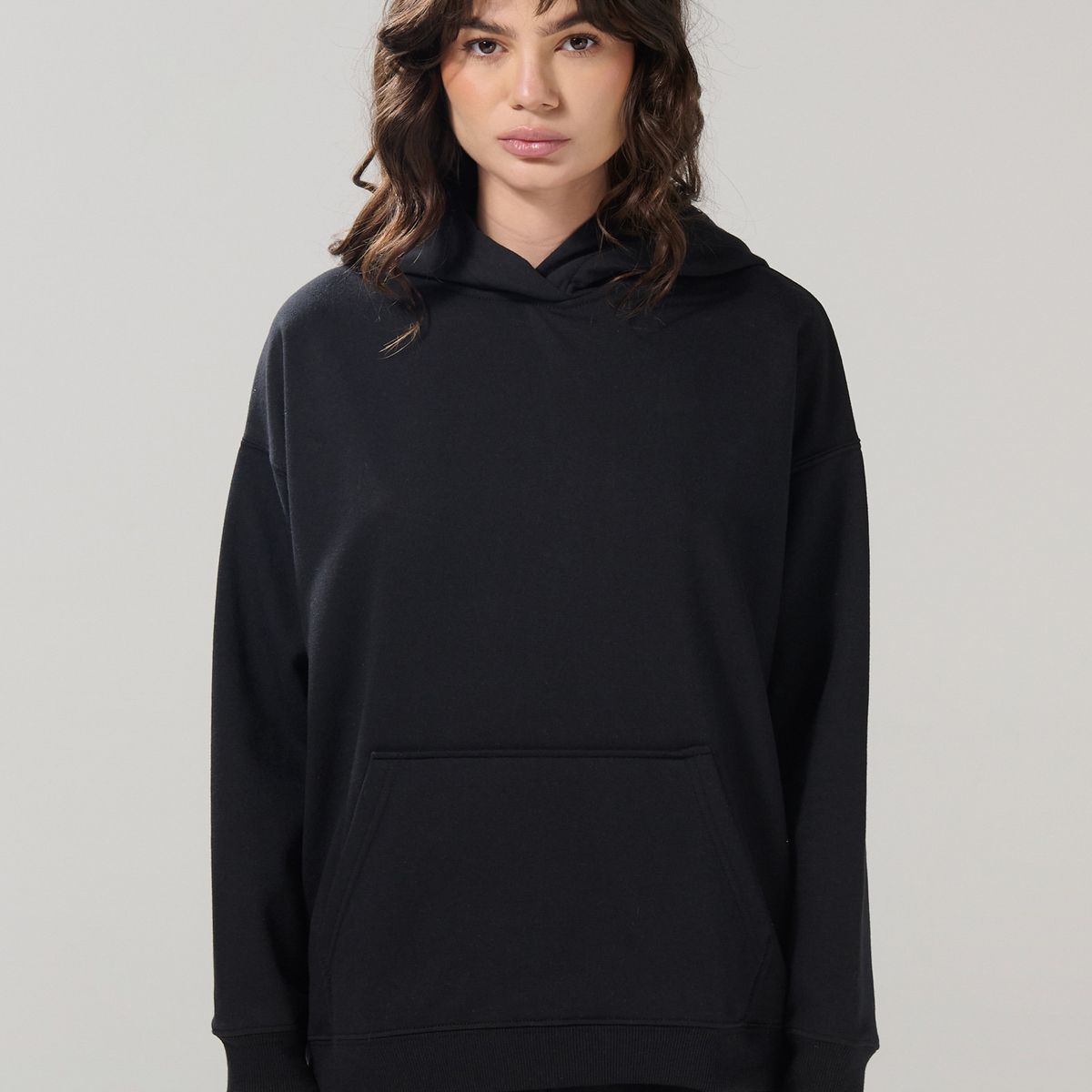 KOAJ - KOAJ Buzo unicolor oversize perchado con bolsillo y capota Mujer