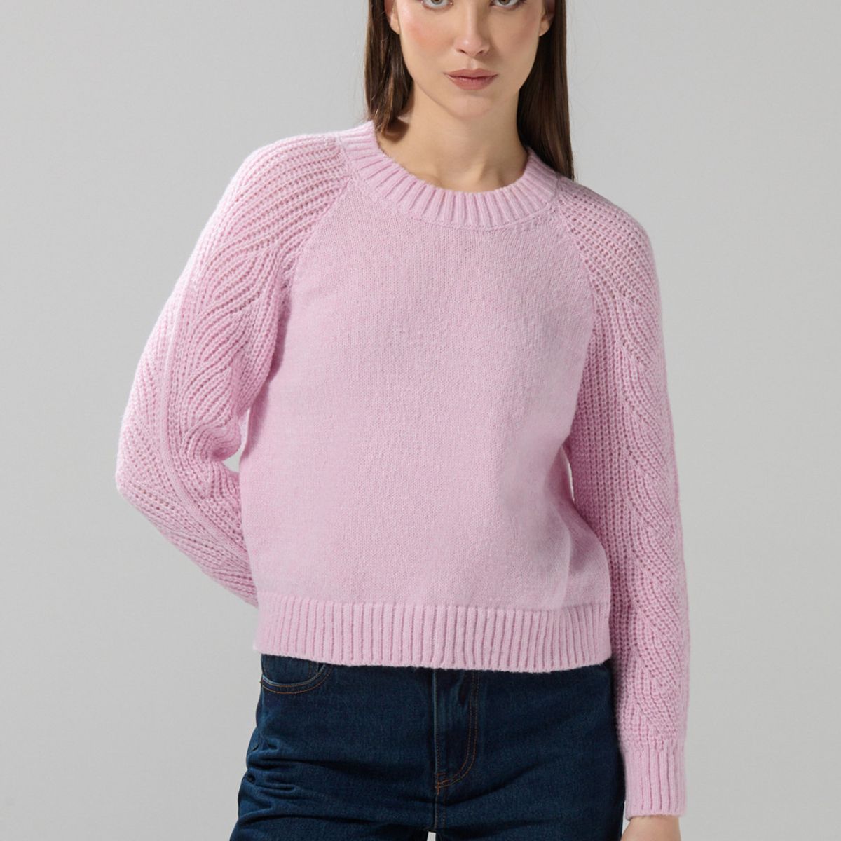 KOAJ - KOAJ Suéter unicolor con manga ranglan y cuello redondo Mujer