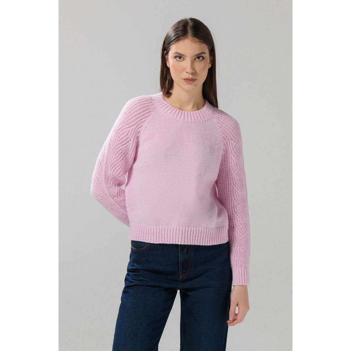 KOAJ - KOAJ Suéter unicolor con manga ranglan y cuello redondo Mujer