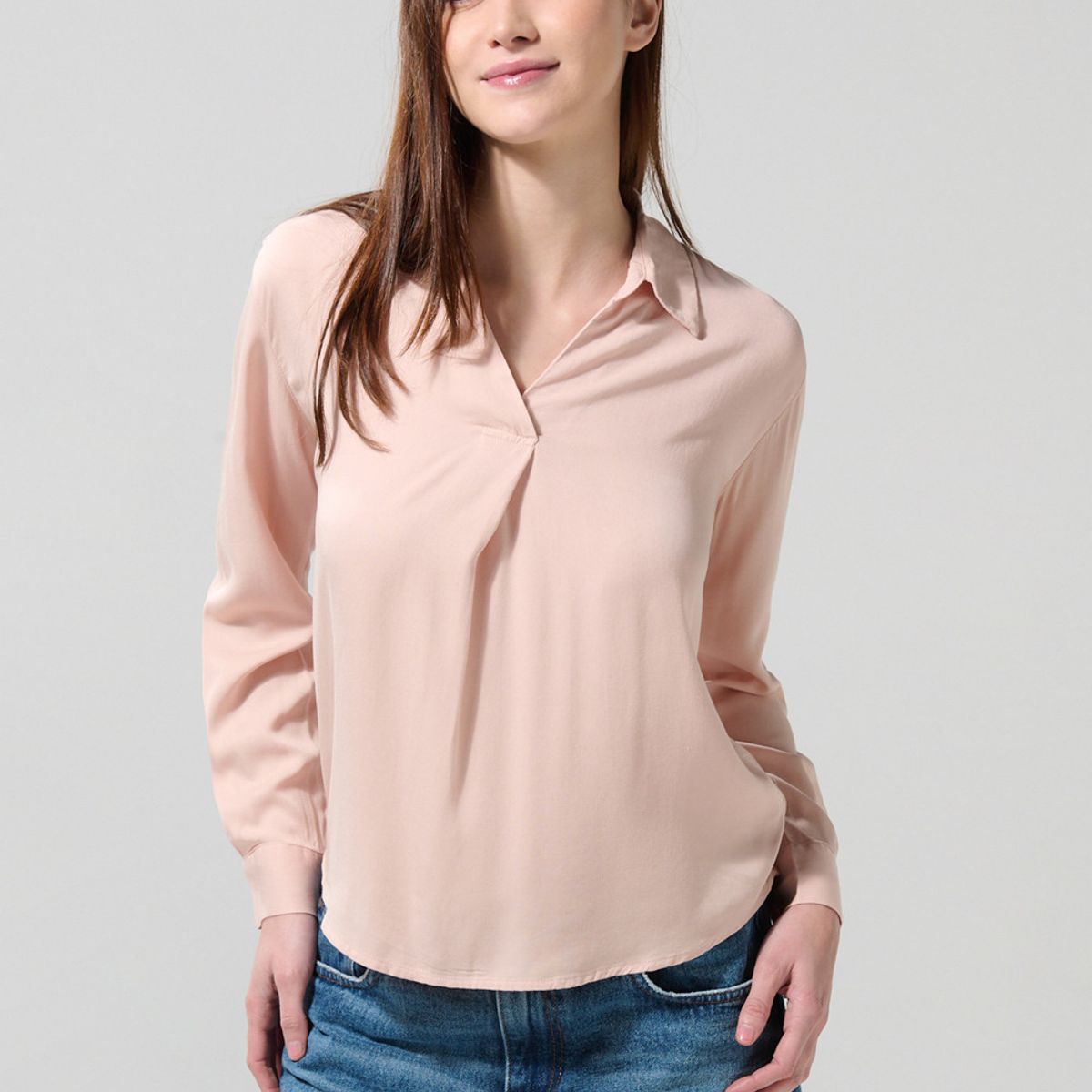 KOAJ - KOAJ Blusa manga larga unicolor con escote en V y charretera Mujer