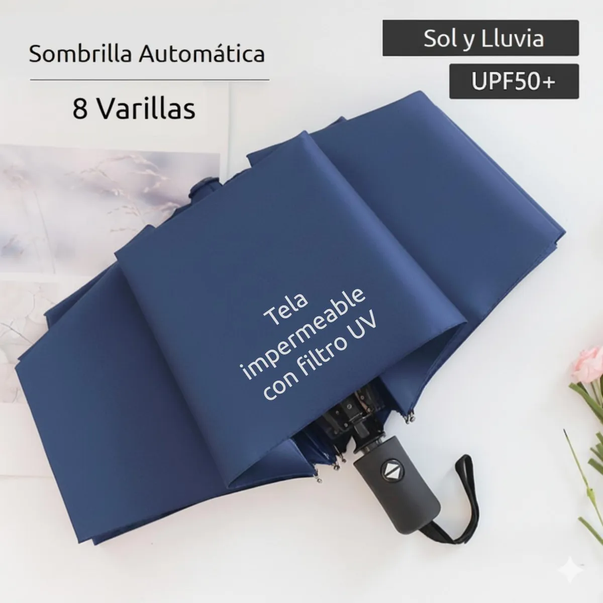 GENERICO - Sombrilla Automática Reforzada Filtro Uv Impermeable Premium