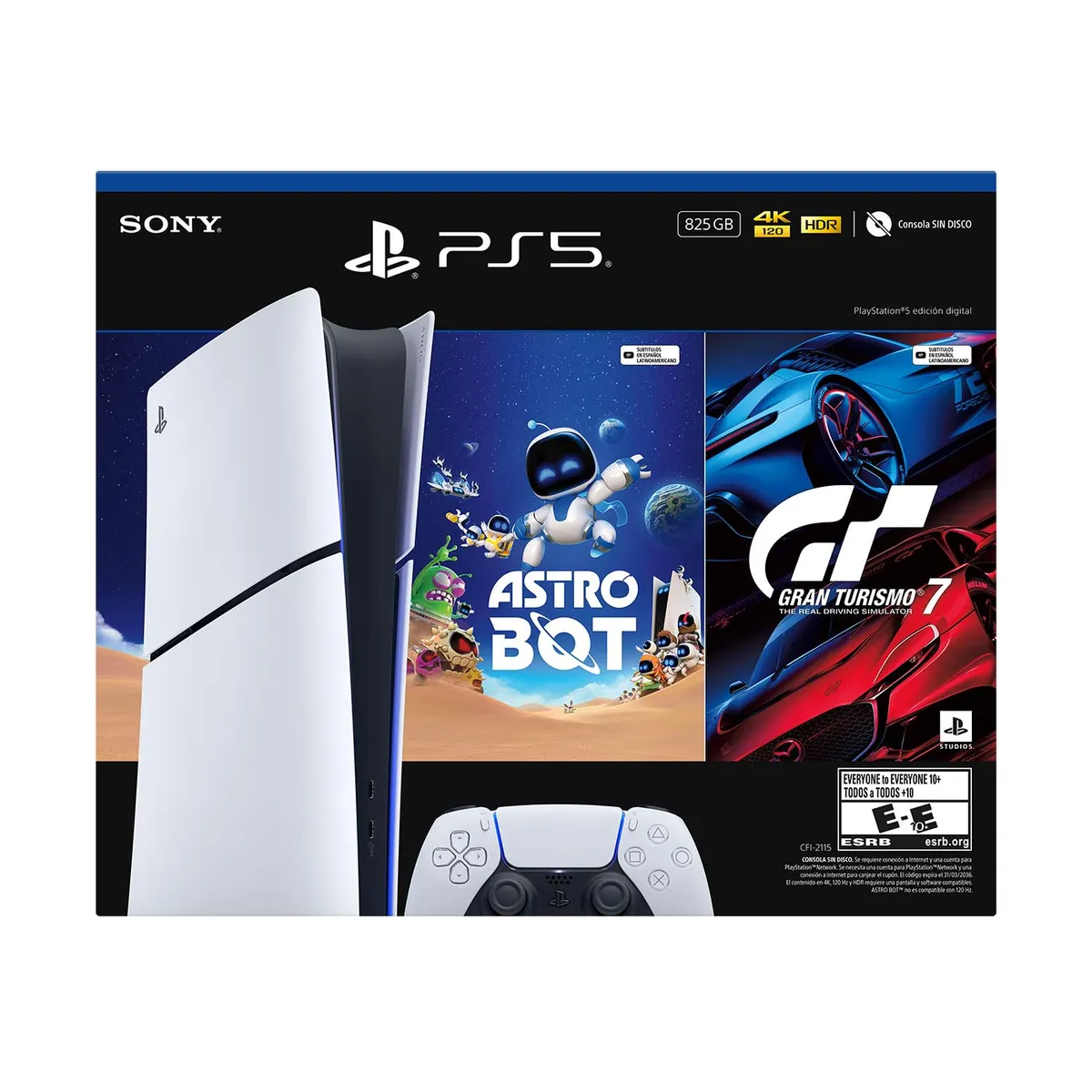 SONY - Consola PlayStation PS5 Edición Digital Juegos Astro Bot & Gt7 Blanco