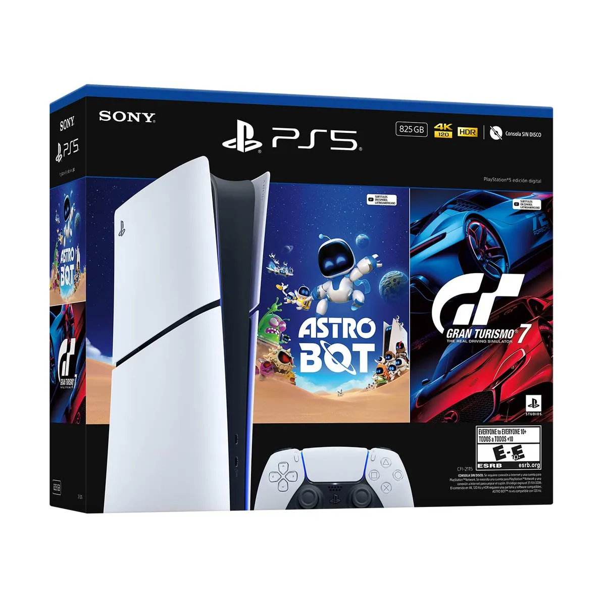 SONY - Consola PlayStation PS5 Edición Digital Juegos Astro Bot & Gt7 Blanco