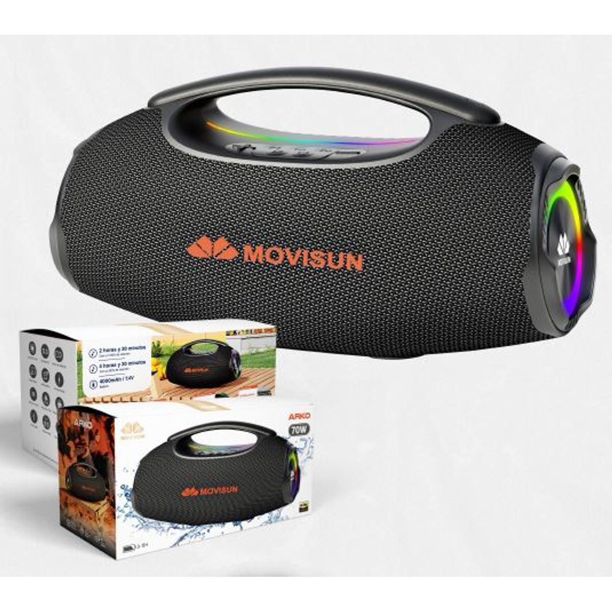 MOVISUN - Parlante Bluetooth Movisun Arko 70W - Sonido Premium y Luces RGB
