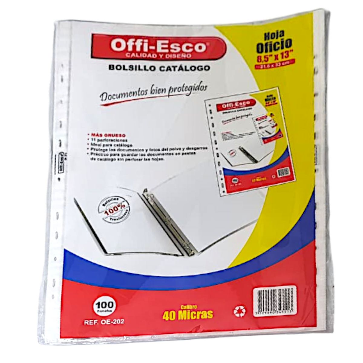 OFFI ESCO - Bolsillos Plásticos Offi-esco Oficio Ref Oe-202 100 Unidades
