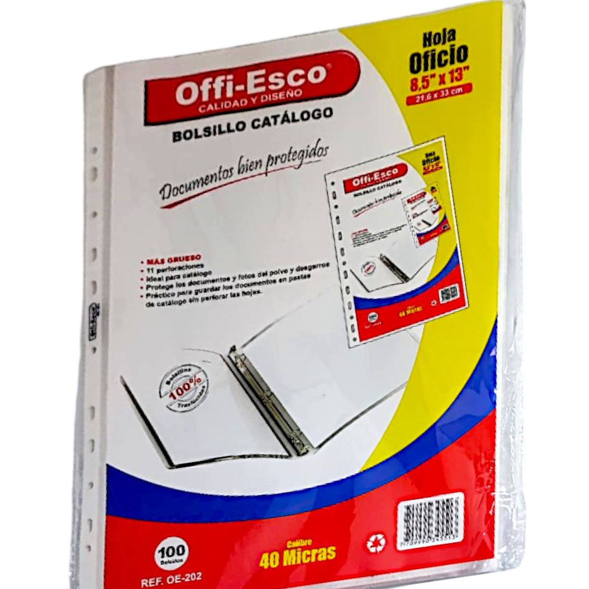 OFFI ESCO - Bolsillos Plásticos Offi-esco Oficio Ref Oe-202 100 Unidades
