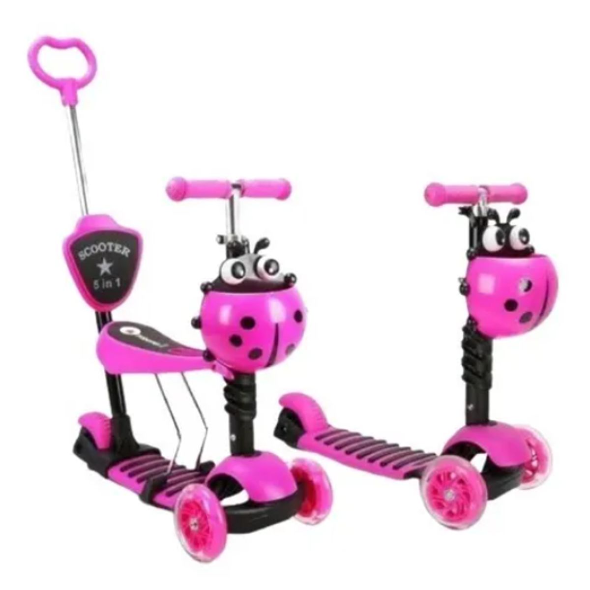 GENERICO - Patineta scooter para niño 5 en 1 rosada