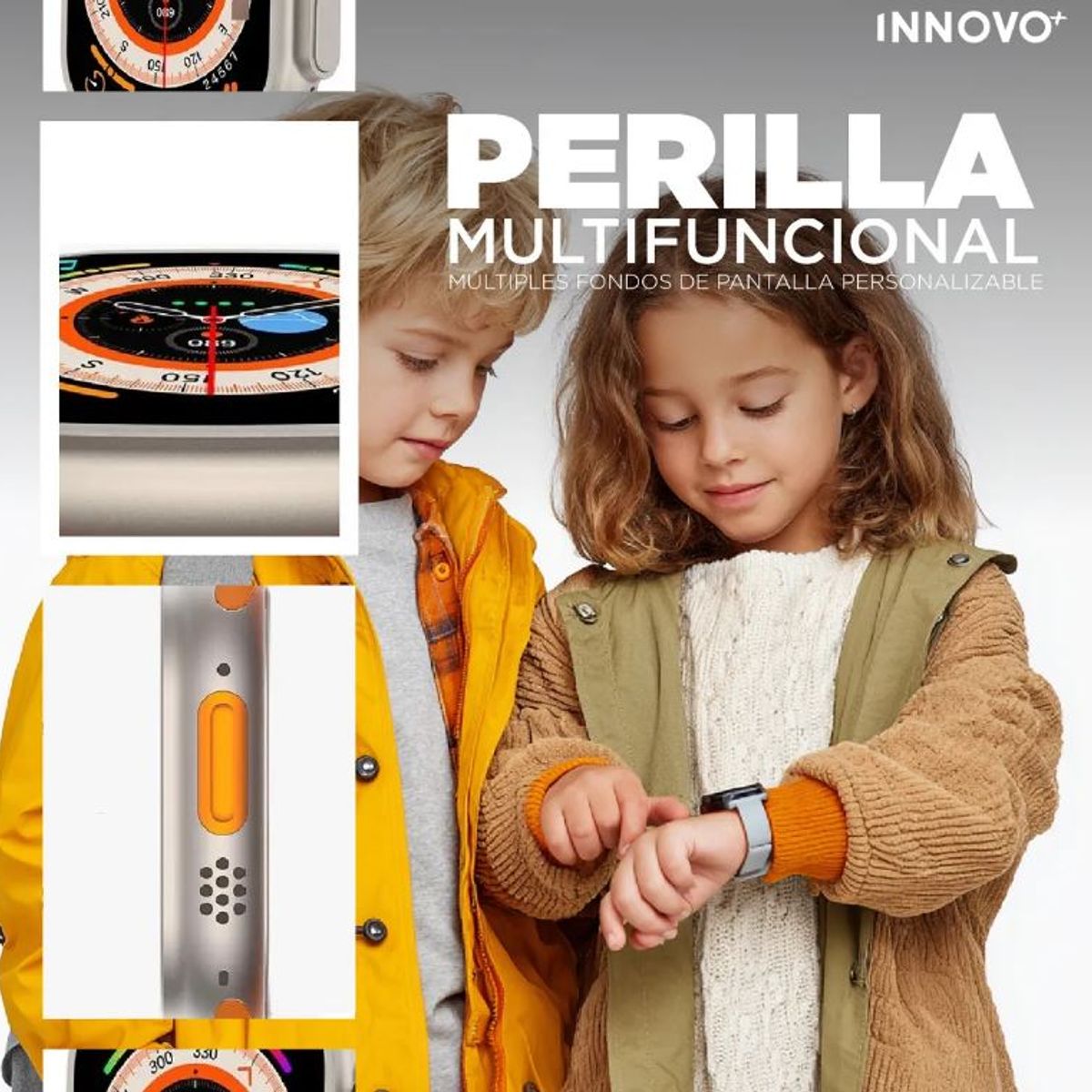 INNOVA - Smartwatch S8 Ultra Infantil Niños Pantalla 45mm Amarillo Dos Pulsos