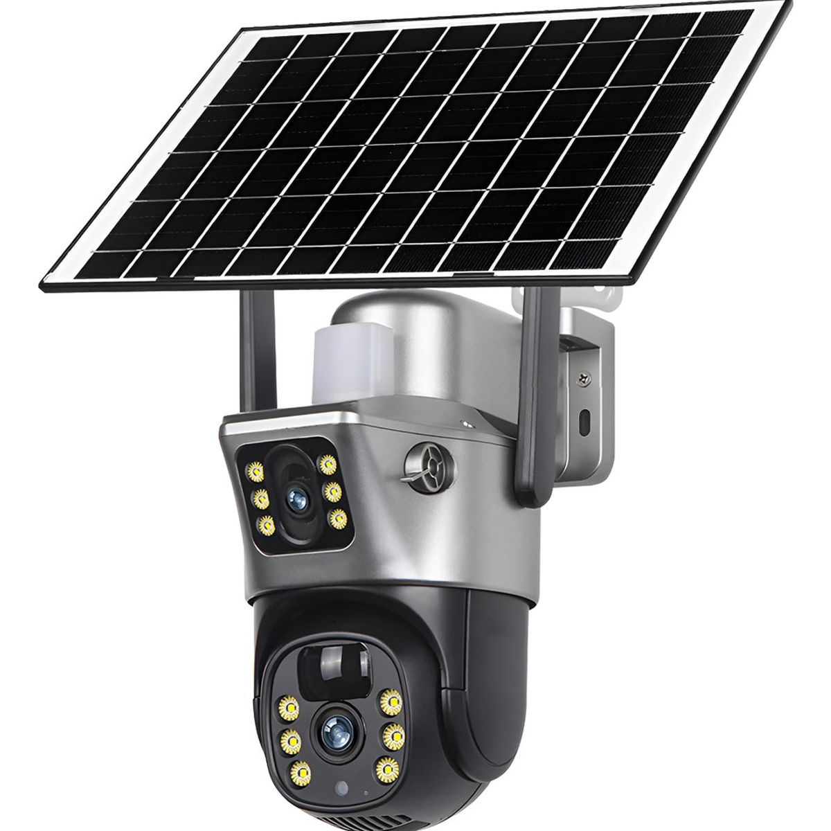 ROUX - Camara De Seguridad Wifi Con Panel Solar Doble Lente Ptz