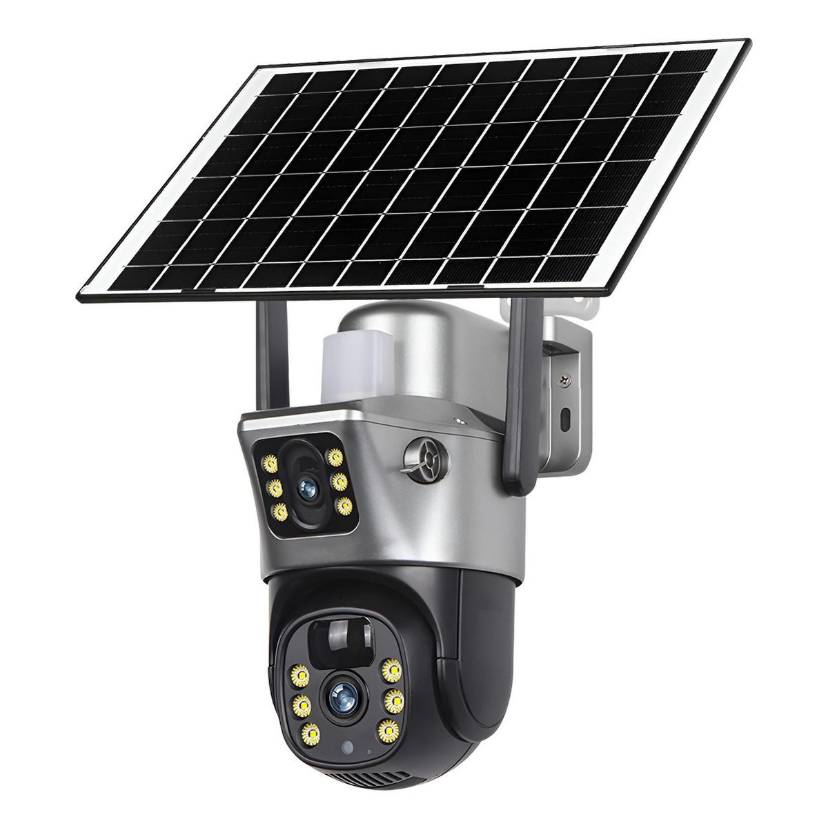 ROUX - Camara De Seguridad Wifi Con Panel Solar Doble Lente Ptz