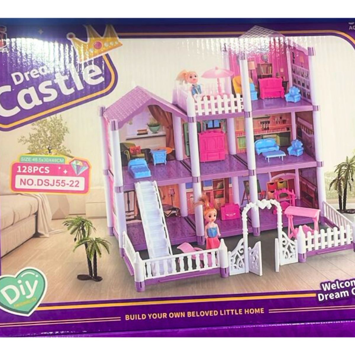 AMERICAN GENERICS - Casa De Muñecas Castle Armable 128 Piezas Niñas