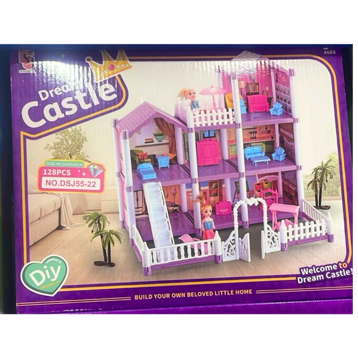 AMERICAN GENERICS - Casa De Muñecas Castle Armable 128 Piezas Niñas