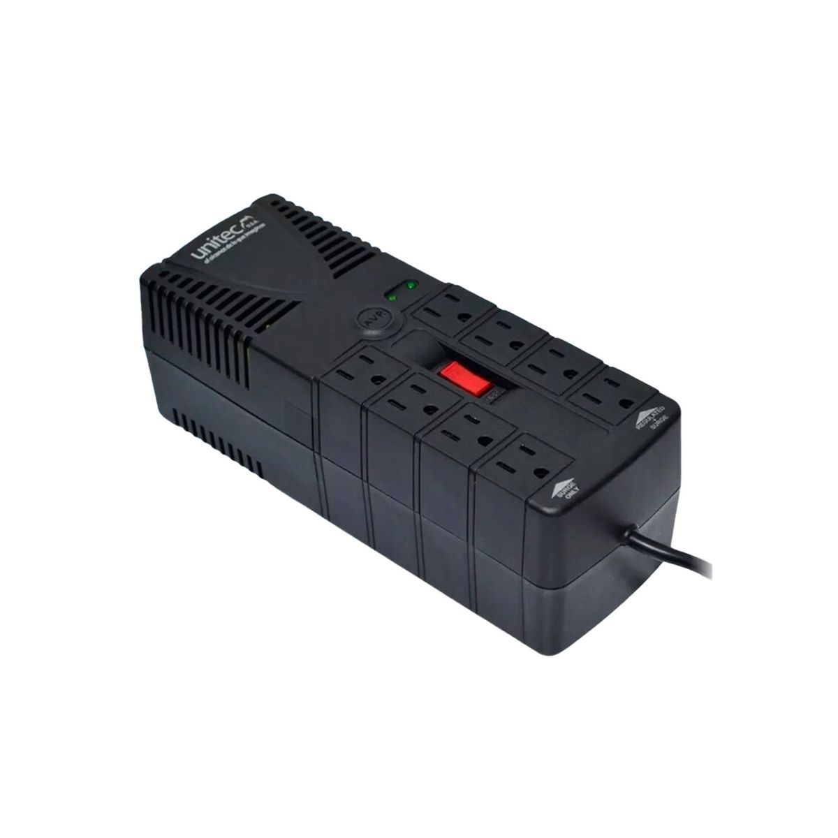 UNITEC - Regulador UNITEC 1200, 995VA, 8 Tomas, alta eficiencia y protección para equipos electrónicos y PC
