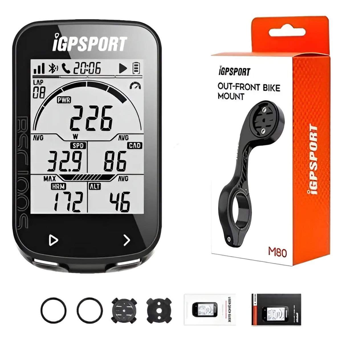 IGPSPORT - Ciclocomputador con GPS para Bicicleta BSC100S IGPSPORT - Velocímetro y Odómetro + Soporte M80