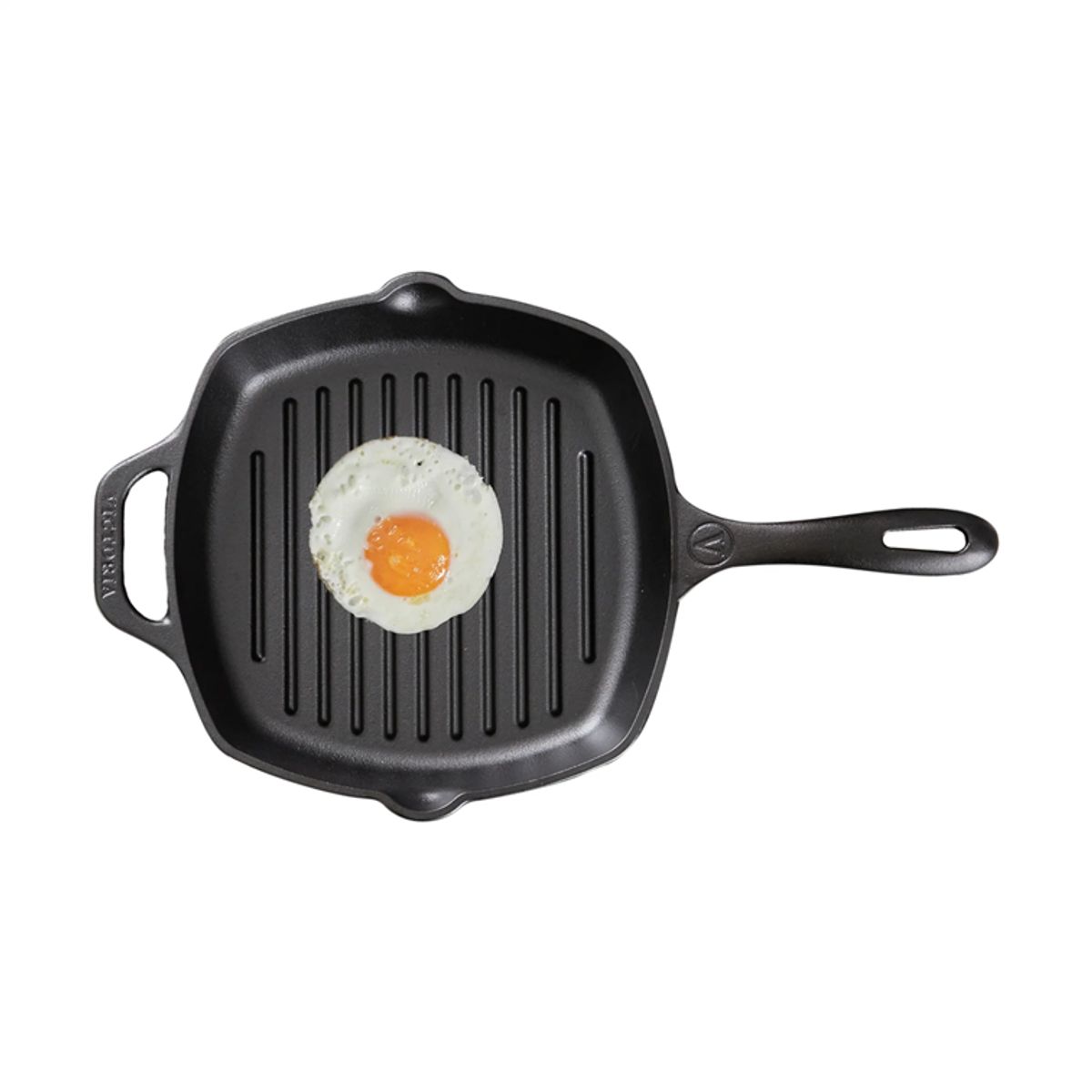 VICTORIA - Combo Sartén Para Asar de Hierro Fundido Con Tapa de Vidrio Victoria 25 X 25 Cm