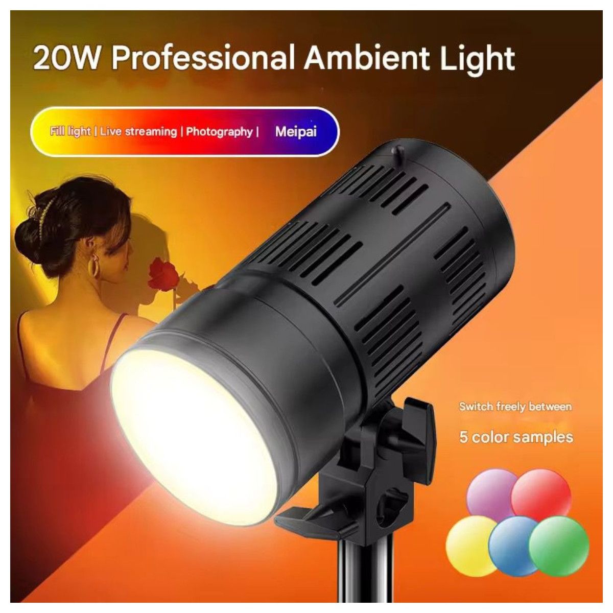 GENERICO - Luz LED 20W Para Fotografía y Video con Foco COB Continuo