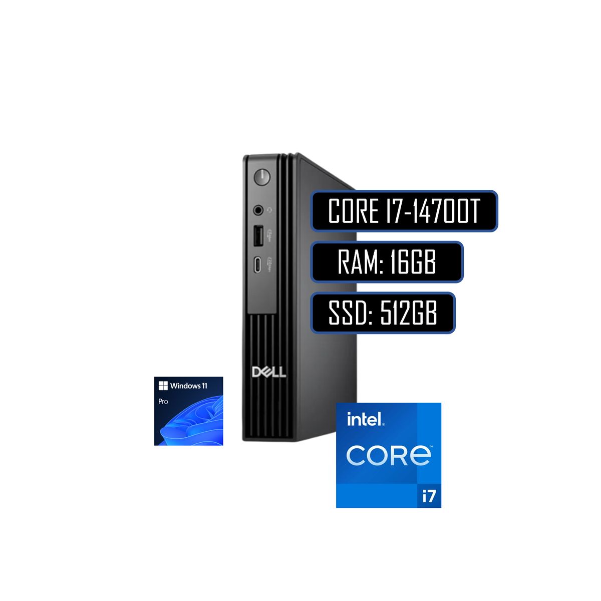 DELL - PC DELL MINI INTEL CORE I7-14700T RAM DE 16GB DDR5  SSD 512GB M2  WIN11 PRO
