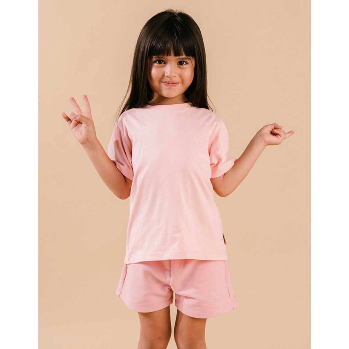 DOSOJOS - Conjunto camiseta y short en 100% algodón peruano - Palo rosa