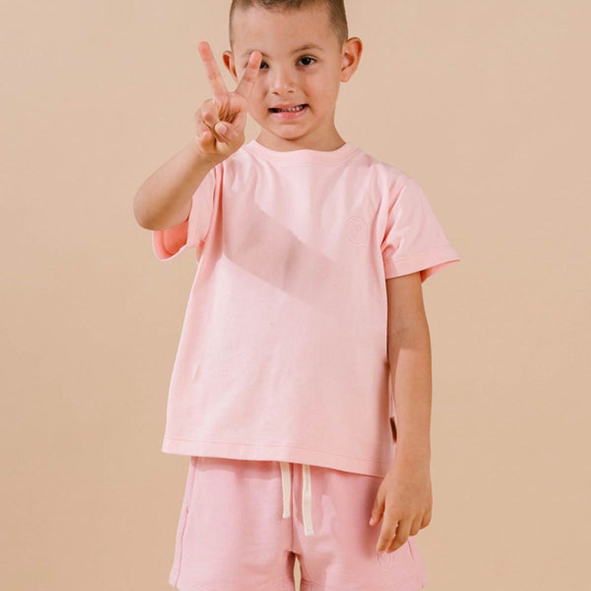 DOSOJOS - Conjunto camiseta y short en 100% algodón peruano - Palo rosa