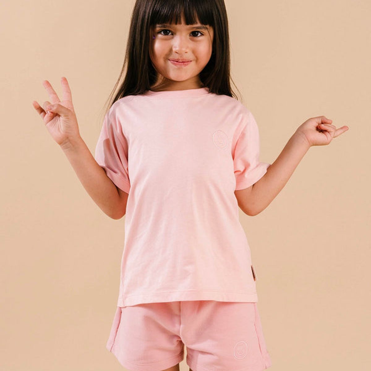 DOSOJOS - Conjunto camiseta y short en 100% algodón peruano - Palo rosa