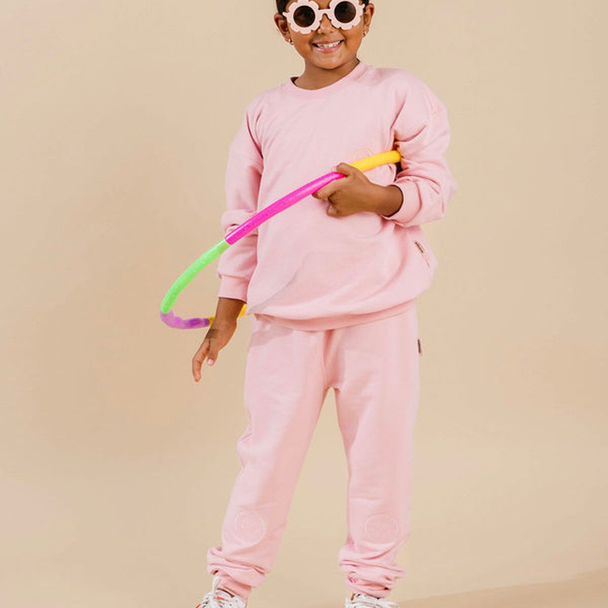 DOSOJOS - Conjunto infantil de buzo y jogger en algodón peruano - Palo de rosa