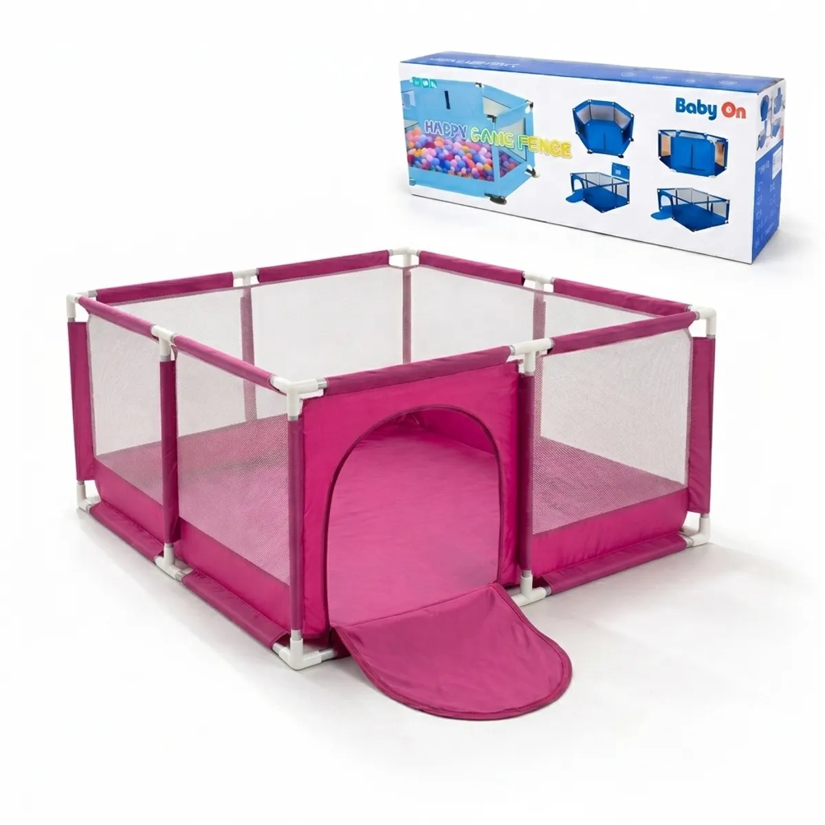 BABY ON - Corralito Piscina Con 30 Pelotas Para Bebes Y Niños Baby On ROSA