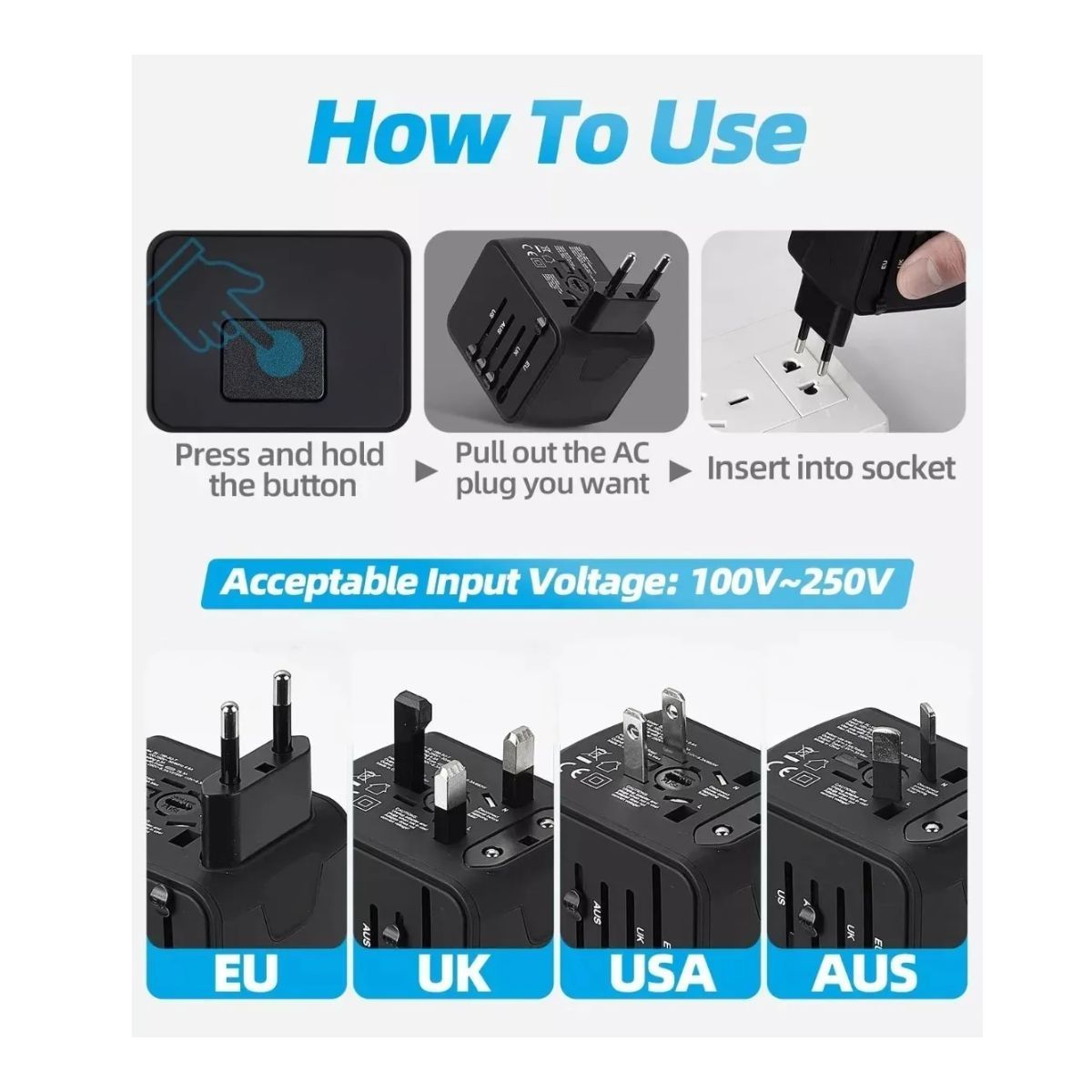 GENERICO - Adaptador Convertidor Universal Europeo Viajero Profesional