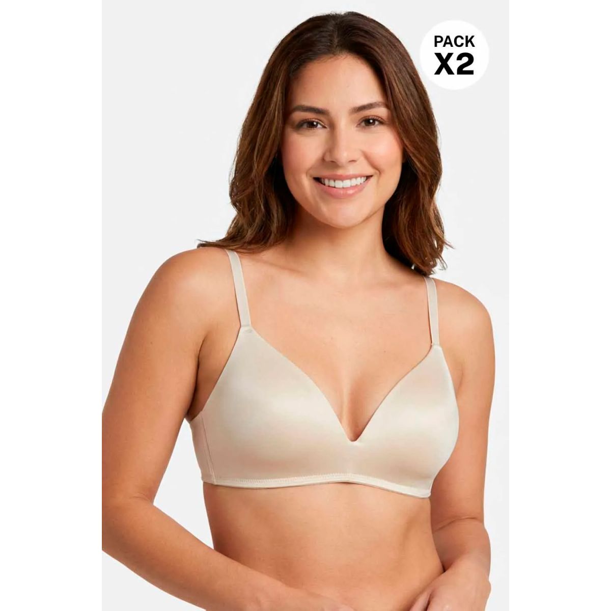 LILI PINK - Brasier en copa triangular en microfibra satinada paquete x2