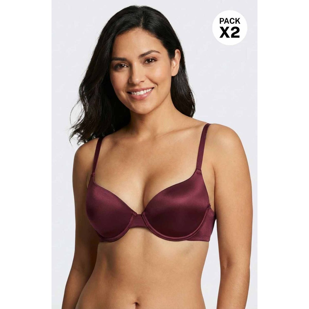 LILI PINK - Brasier con cobertura 3/4 en microfibra satinada paquete x2