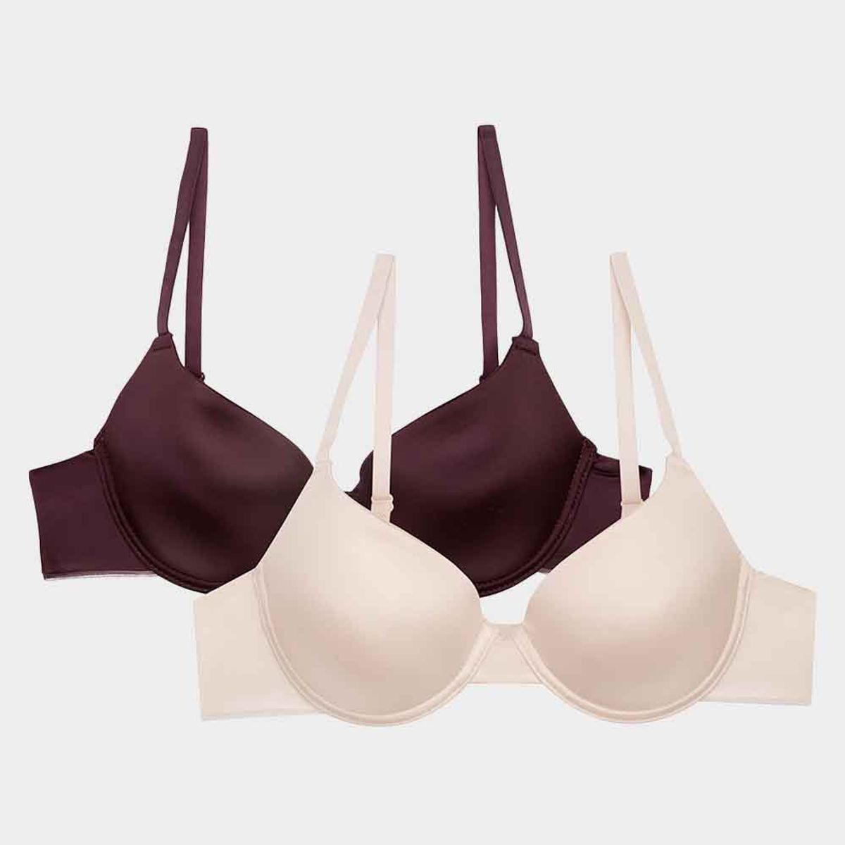 LILI PINK - Brasier con cobertura 3/4 en microfibra satinada paquete x2