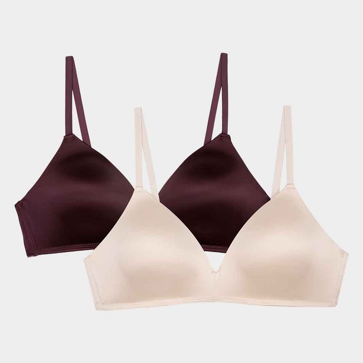 LILI PINK - Brasier en copa triangular en microfibra satinada paquete x2