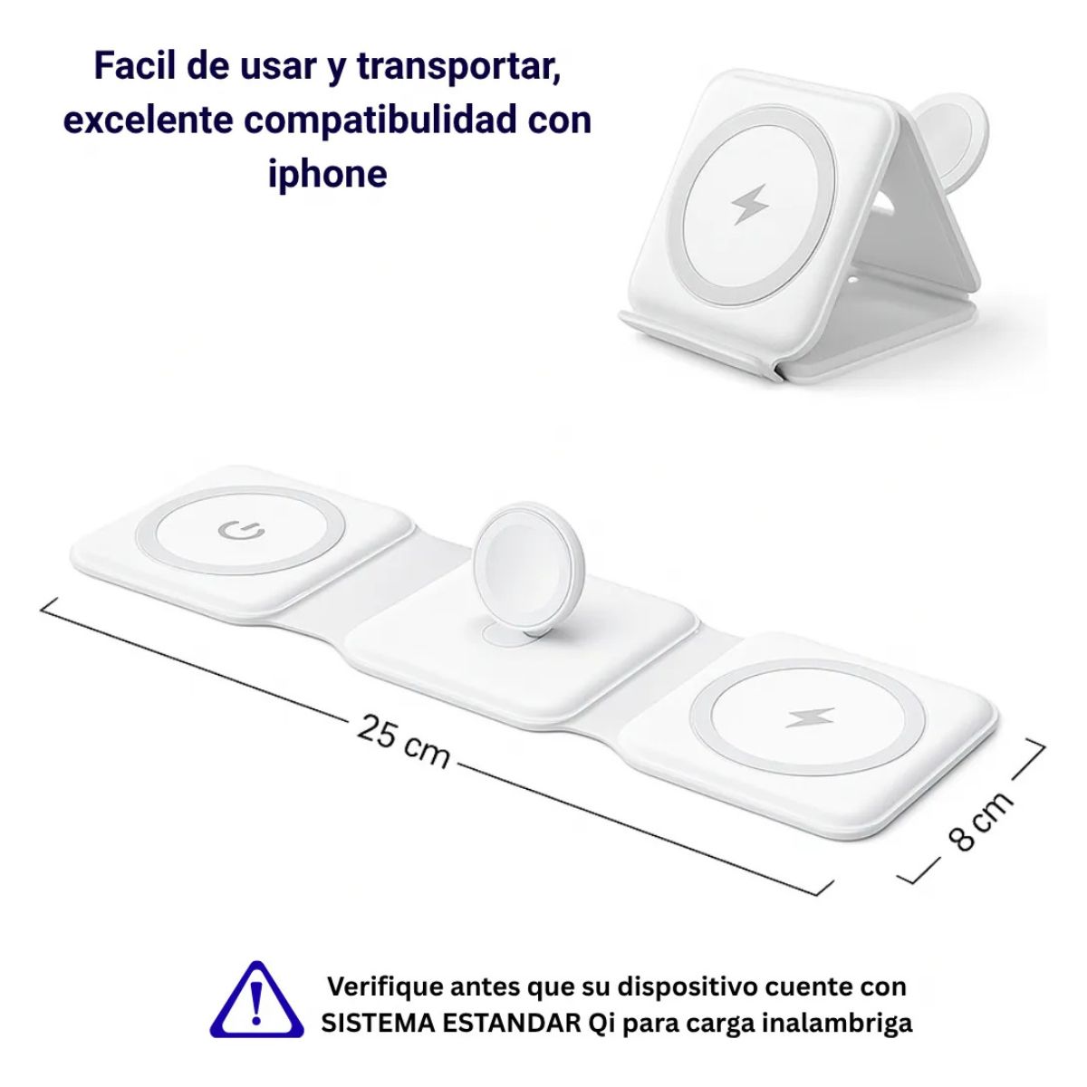 GENERICO - Cargador inalambrico 3 en 1 Plegable para Iphone