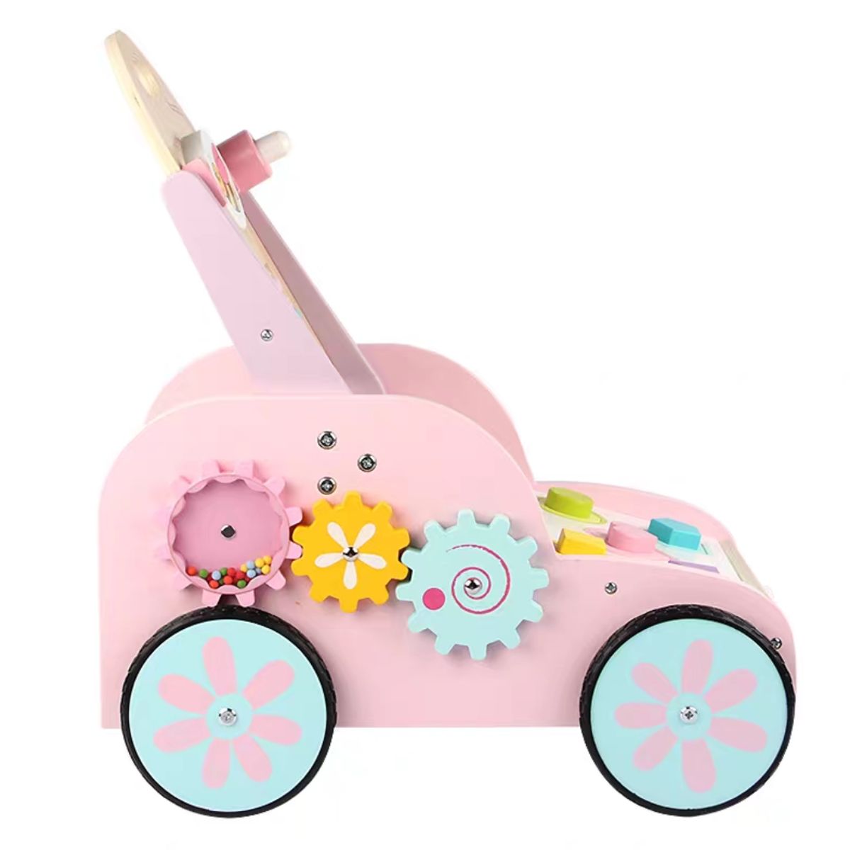 GENERICO - Andadera en Madera 3 en 1, Carrito de juego y centro de Actividades con Diseño de Conejo