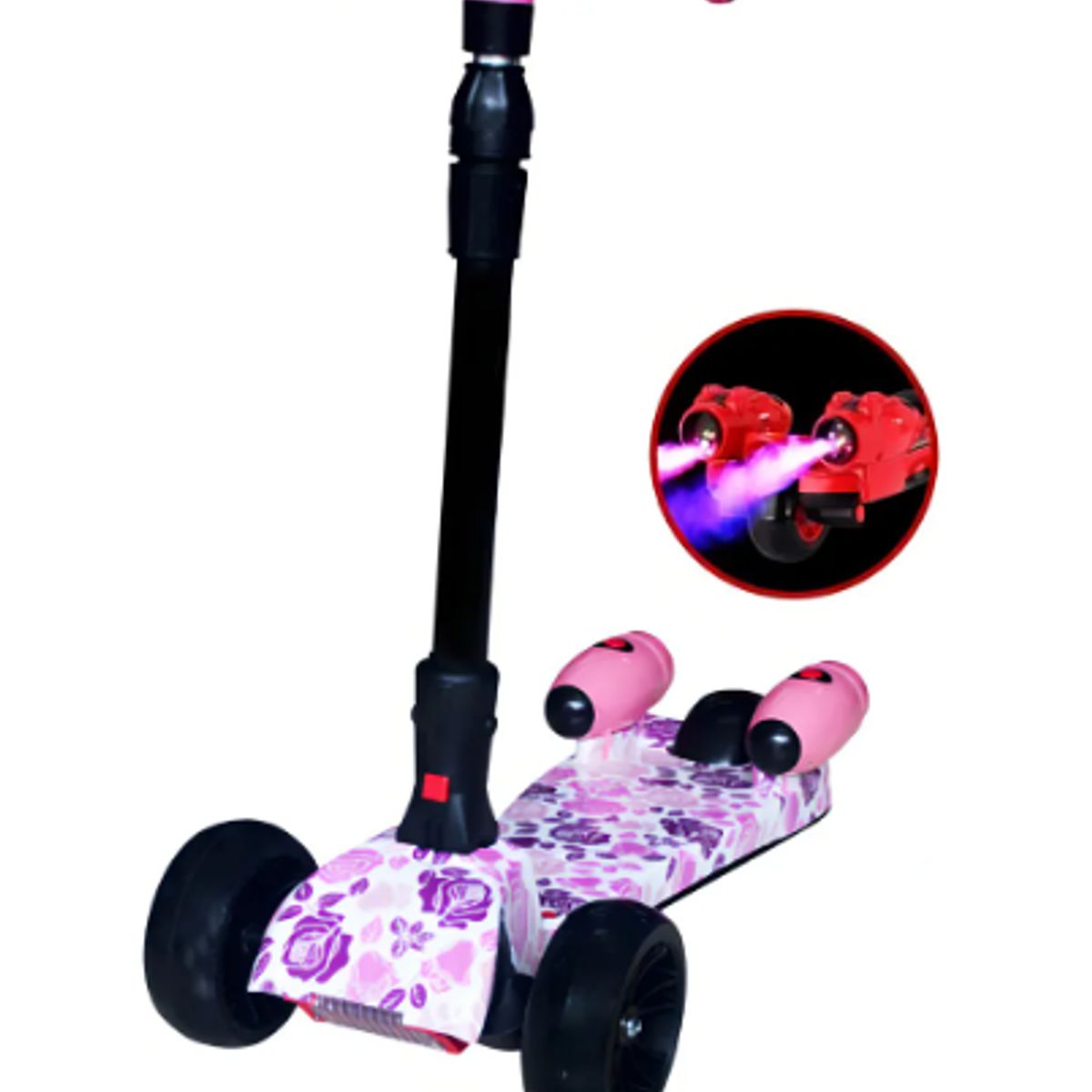 GENERICO - Patineta Para Niñas Rosada Con Luces Humo Y Parlante Bluetooth