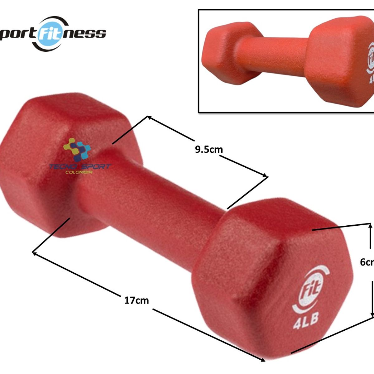SPORT FITNESS - Mancuerna 4 Lb Sportfitness X 2 Unidades Neopreno Gym