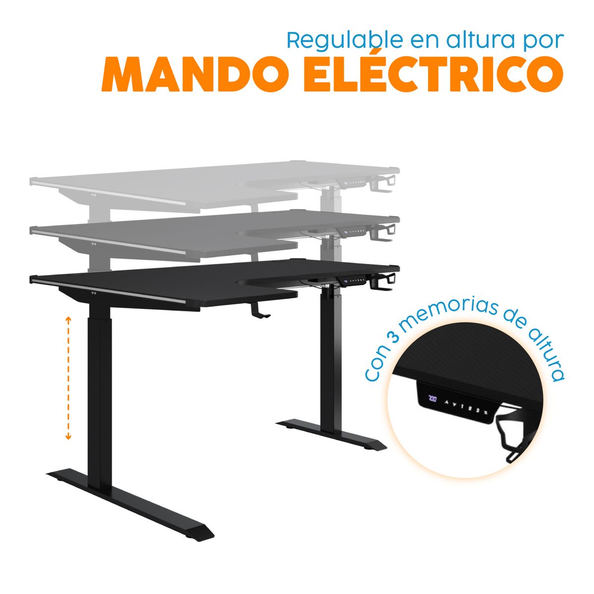 BONNO - Escritorio Gamer Regulable  L103 Negro Bonno