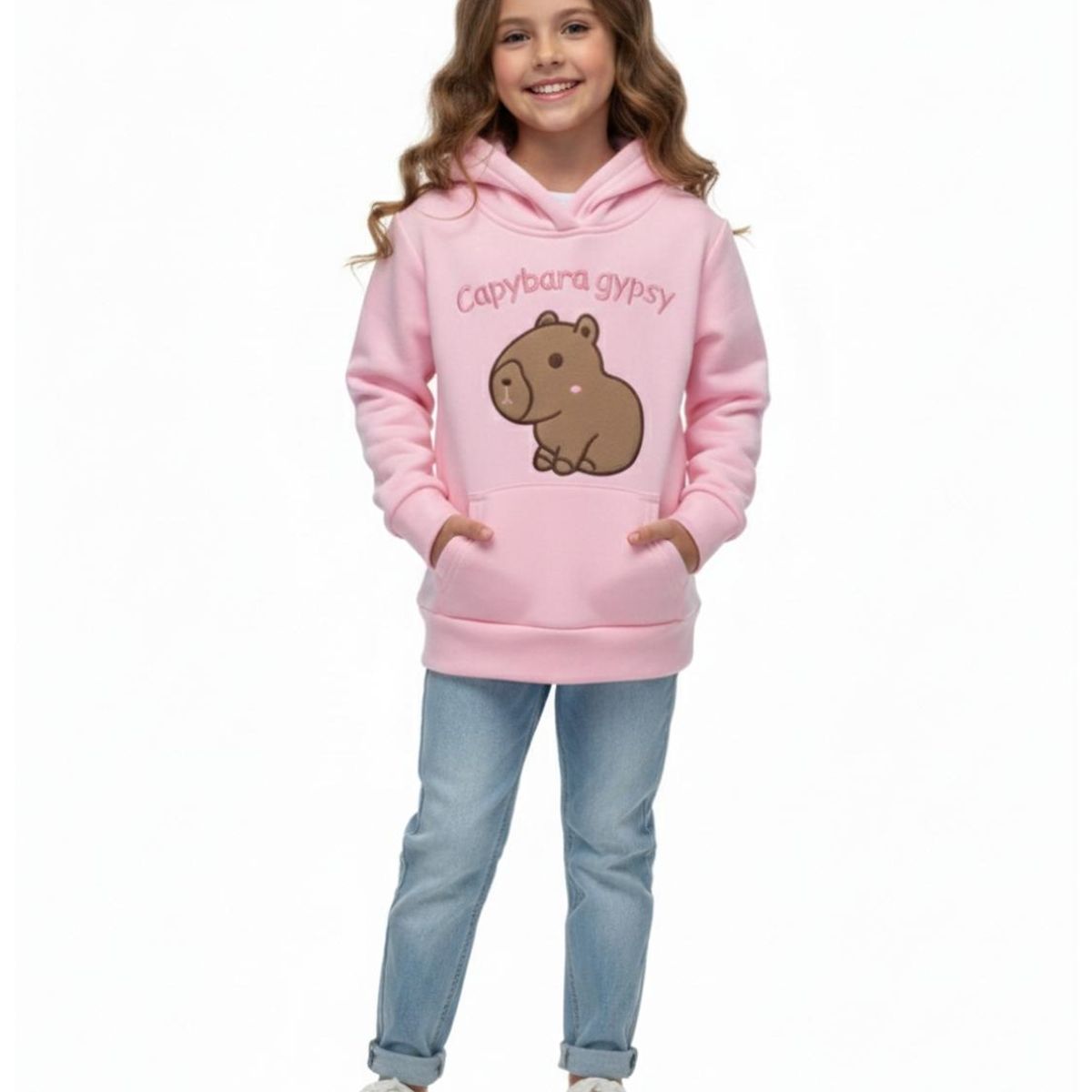 BIGBOYS - Buzo Hoodie Capybara Rosado Niña