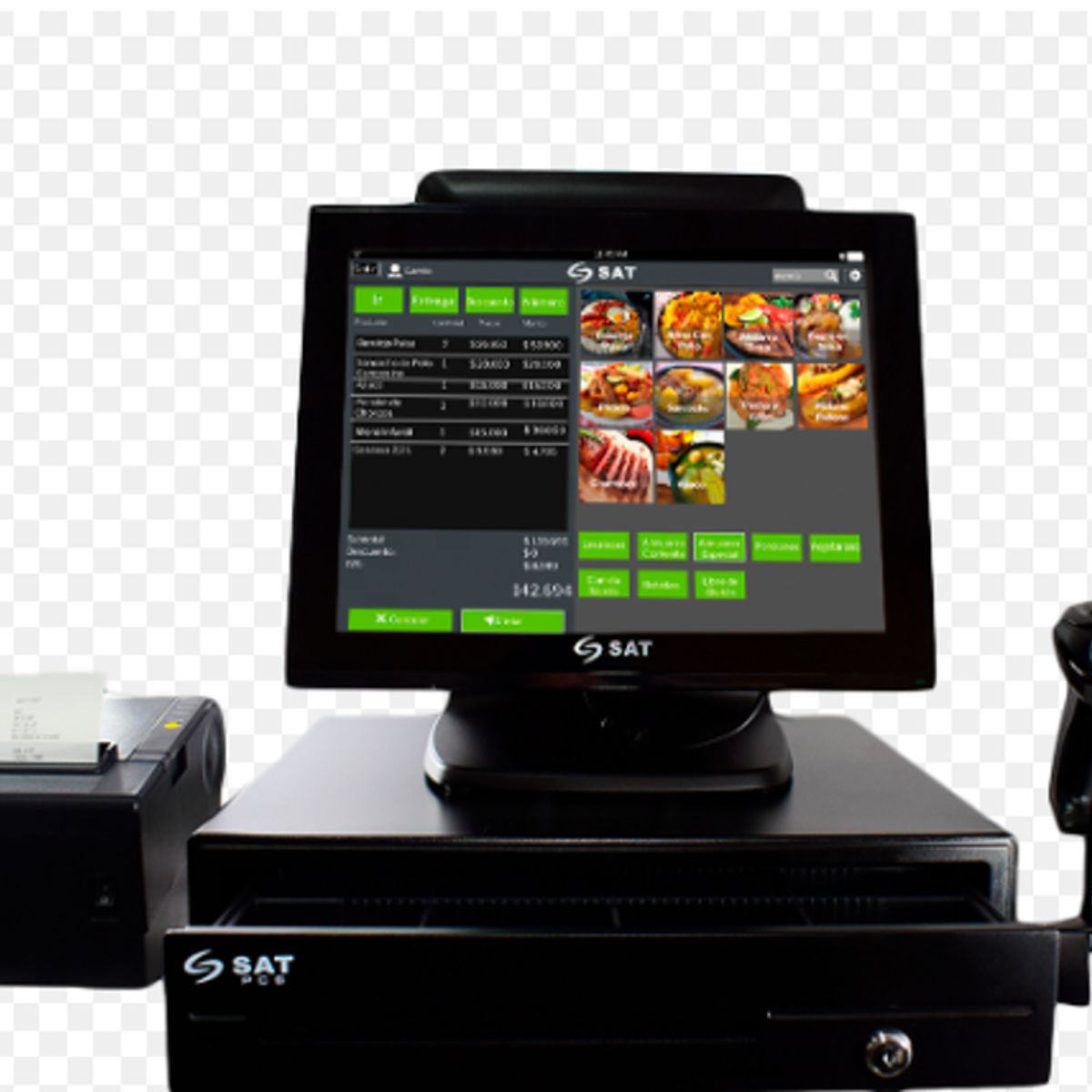 SAT - KIT Computador  AIO SAT N7041 con Impresora Cajon Monedero y lector UN PUNTO POS LISTO