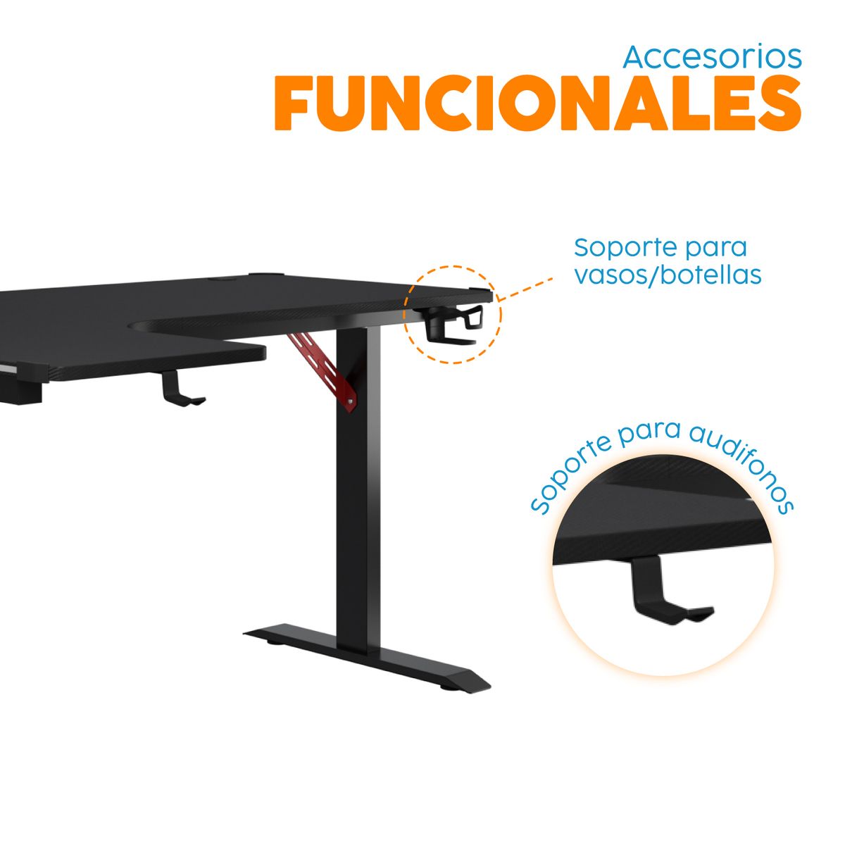 BONNO - Escritorio Gamer Fijo L220 Negro Bonno
