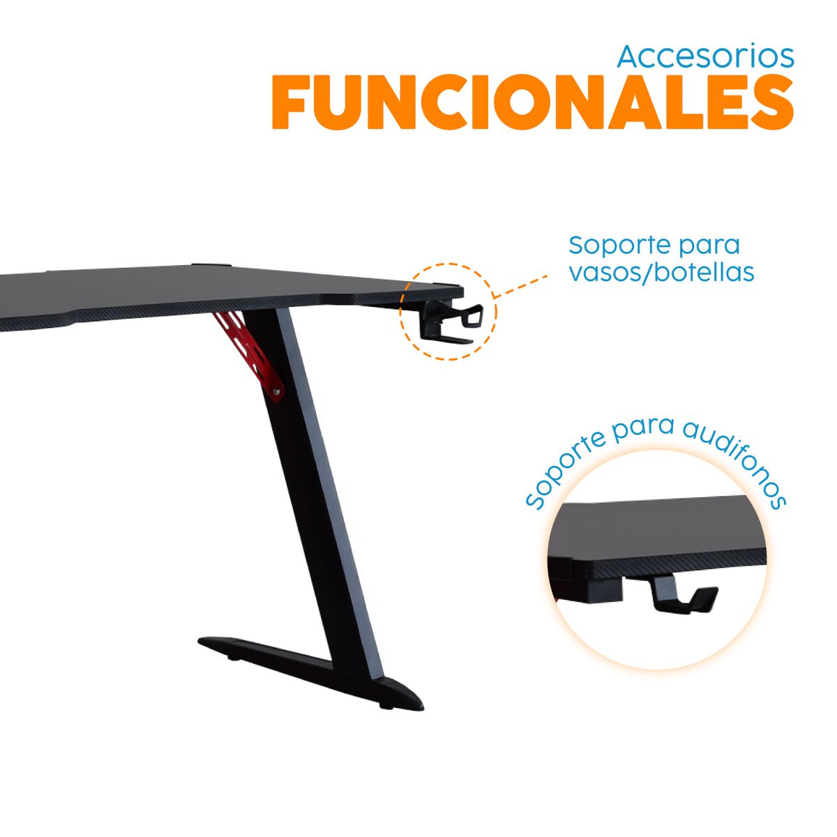 BONNO - Escritorio Gamer Fijo 2205 Negro Bonno