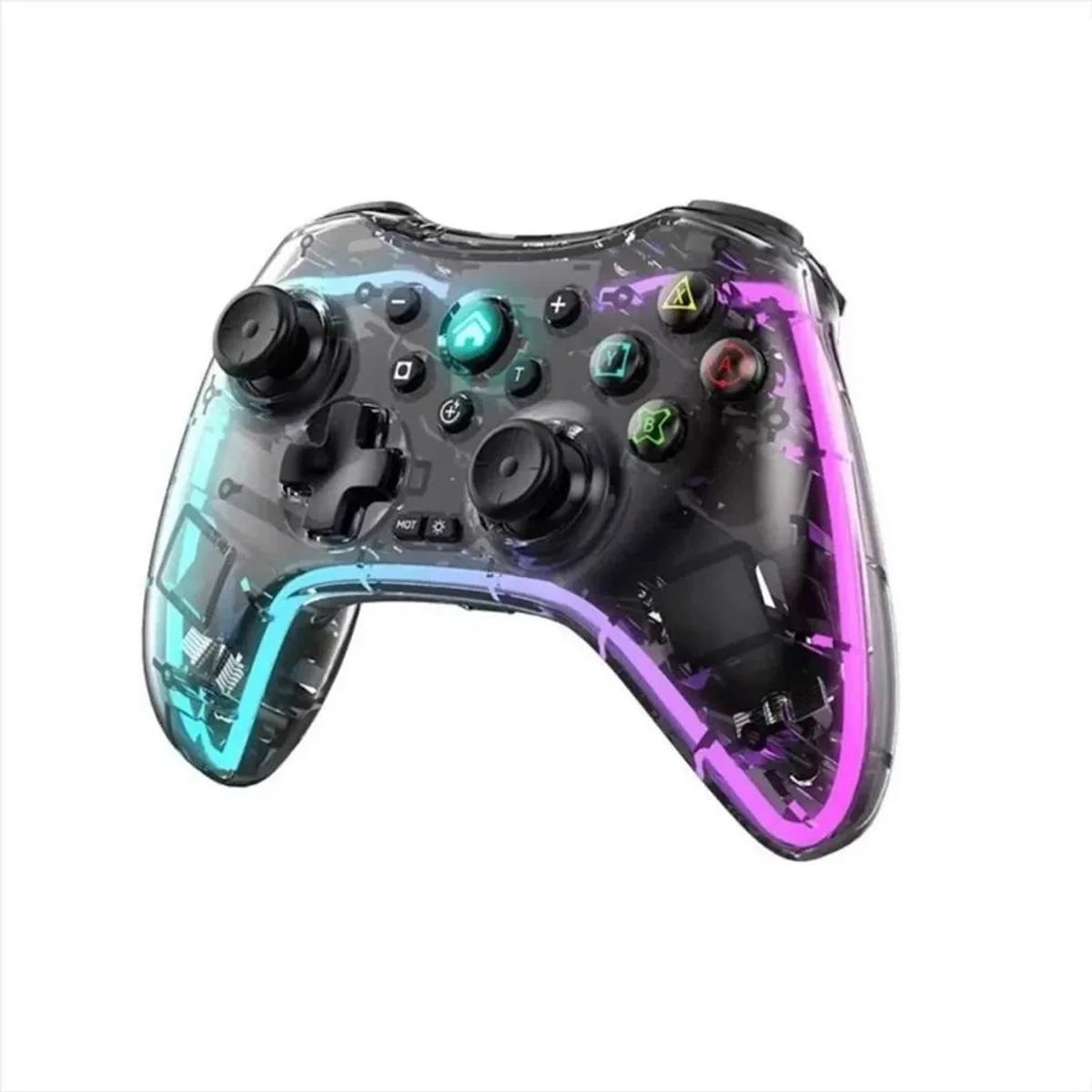 GENERICO - Control LH3 Transparente con Luces Rgb para Ps4 Ps5 Switch Android IOS y PC
