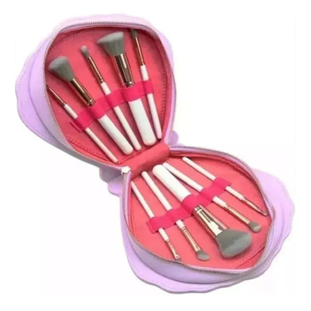 GENERICO - Set de Brochas de Maquillaje Profesional x10 Piezas con Estuche Tipo Concha