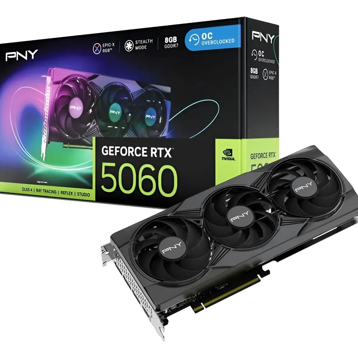 PNY - Tarjeta De Video Nvidia Pny Rtx 5060 Oc Edition 8gb Gddr7 Triple fan ARGB