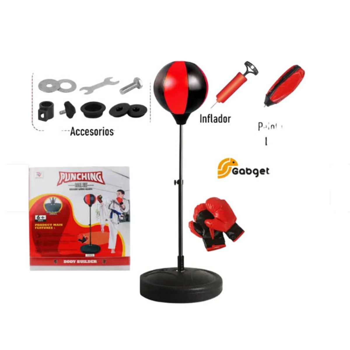 GENERICO - Kit Boxeo Para Niños Pera Con Soporte Deportes + Guantes