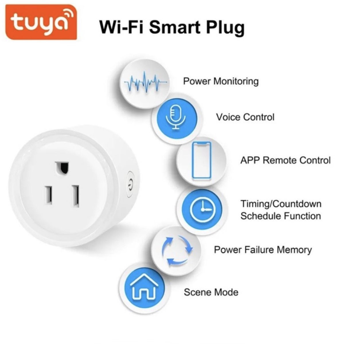GENERICO - Enchufe Wifi Inteligente App Tuya Google Y Alexa Smart Plug