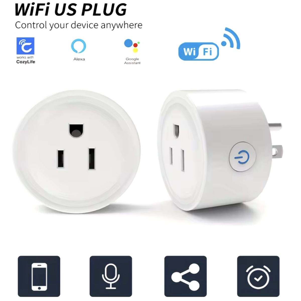 GENERICO - Enchufe Wifi Inteligente App Tuya Google Y Alexa Smart Plug