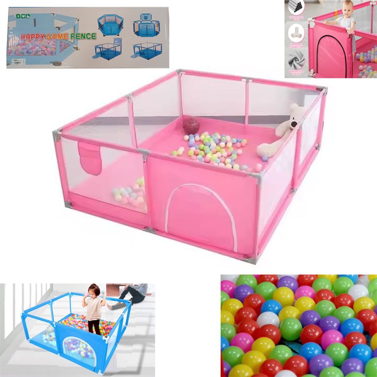 LANZURY IMPORTACIONES - Corralito Para Niños Y Niñas-ensamble Portátil-30 Peloticas ROSA